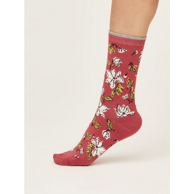 Thought Fashion UK Bambusové ponožky Sketchy Floral pink 37-40