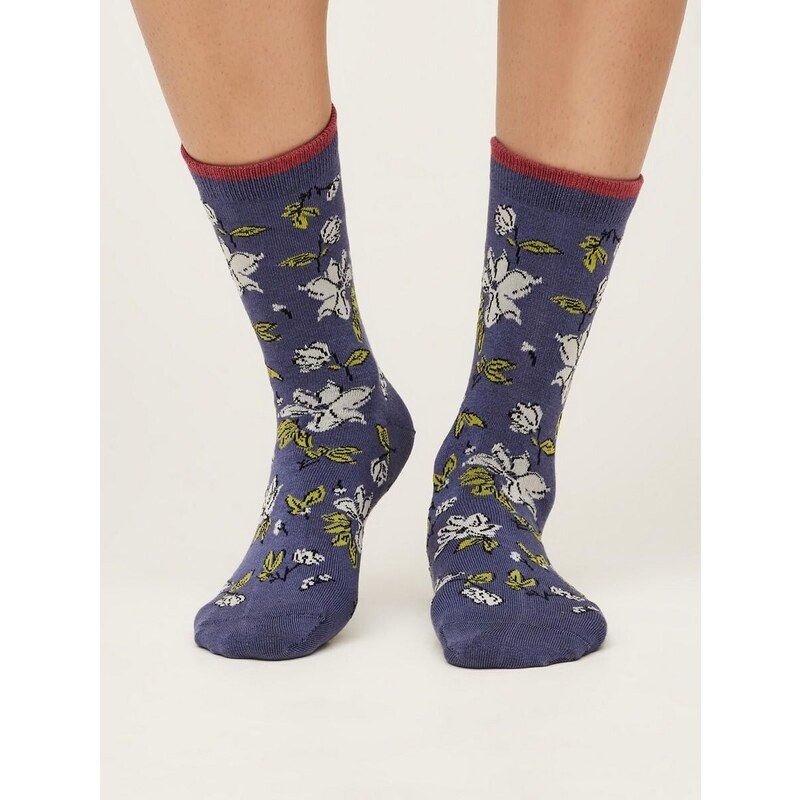Thought Fashion UK Bambusové ponožky Sketchy Floral blue 37-40