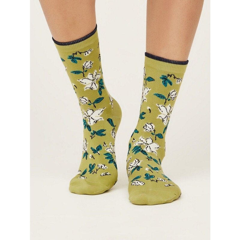 Thought Fashion UK Bambusové ponožky Sketchy Floral green 37-40