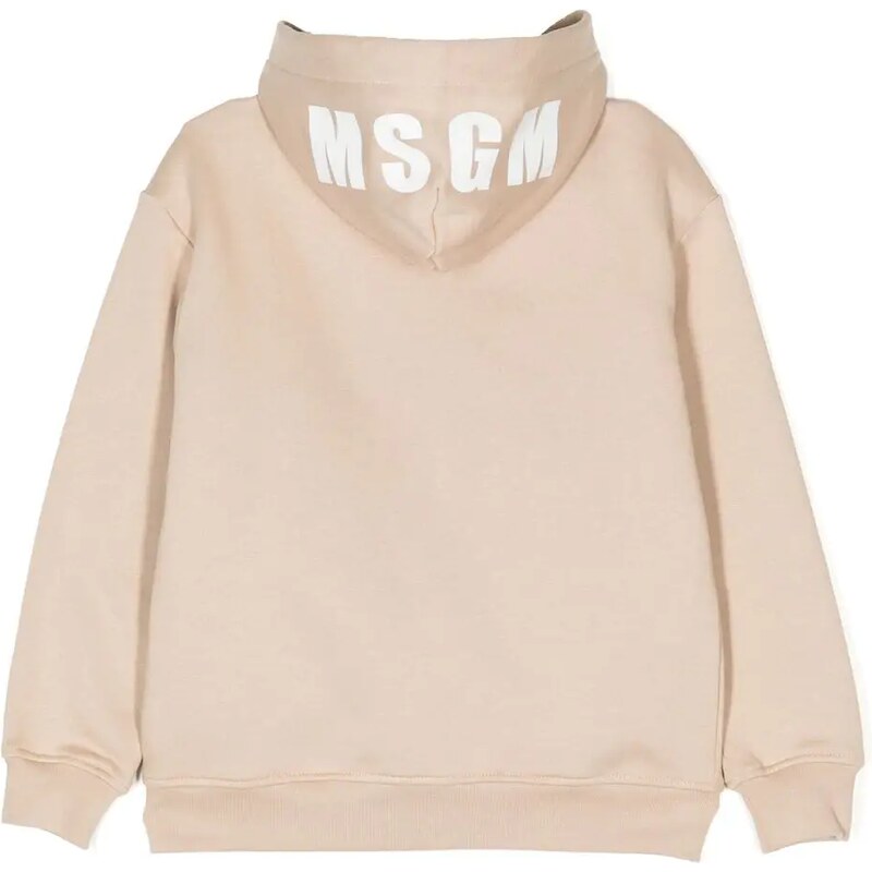 MSGM Kids logo-print zippered hoodie - Brown