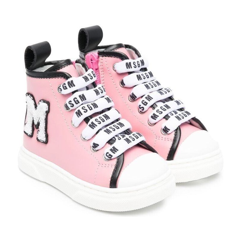 MSGM Kids logo print high top sneakers Pink GLAMI.eco