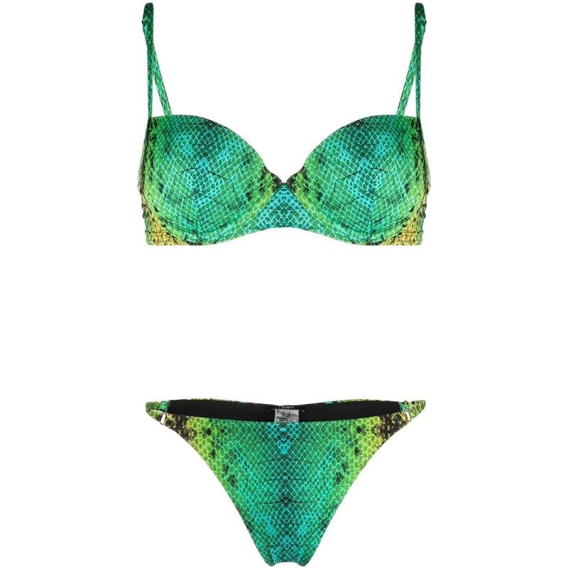 Noire Swimwear snakeskin-print bikini set - Green