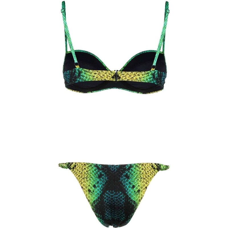 Noire Swimwear snakeskin-print bikini set - Green