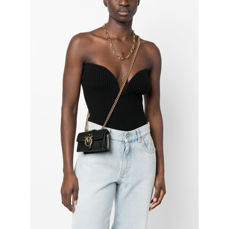 PINKO Love One Micro leather mini bag - Black - GLAMI.eco