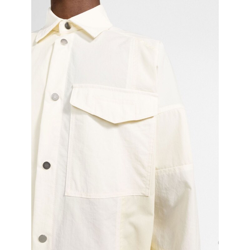There Was One patchwork cotton overshirt - Neutrals