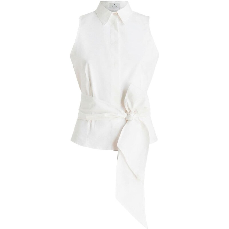 ETRO sleeveless tied-waist shirt - White