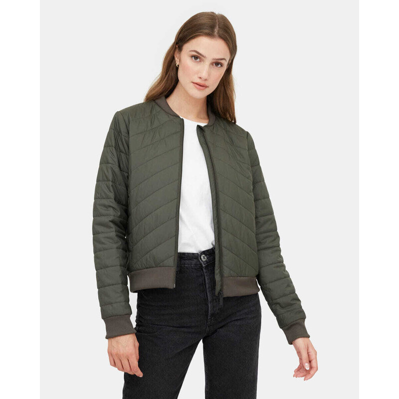 tentree Cloud Shell Bomber Jacket (BLACK OLIVE GREEN)