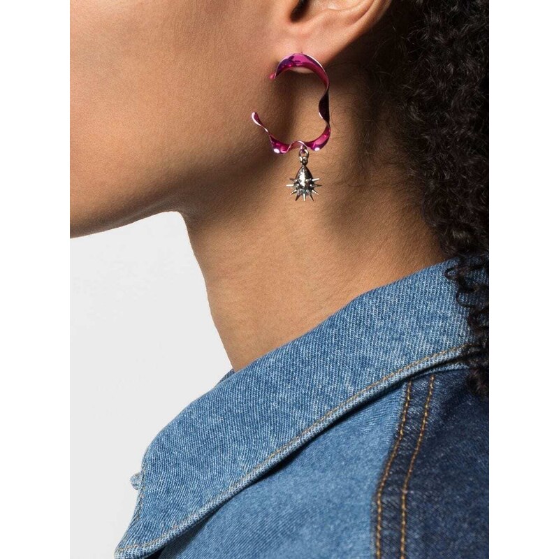 Hugo Kreit charm-detail hoop earrings - Pink
