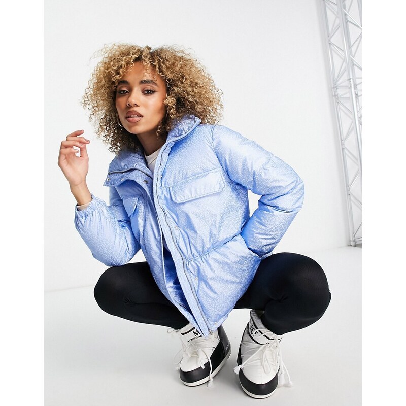 Threadbare Plus Fitness Threadbare Ski puffer coat in pearlescent blue GLAMI.eco