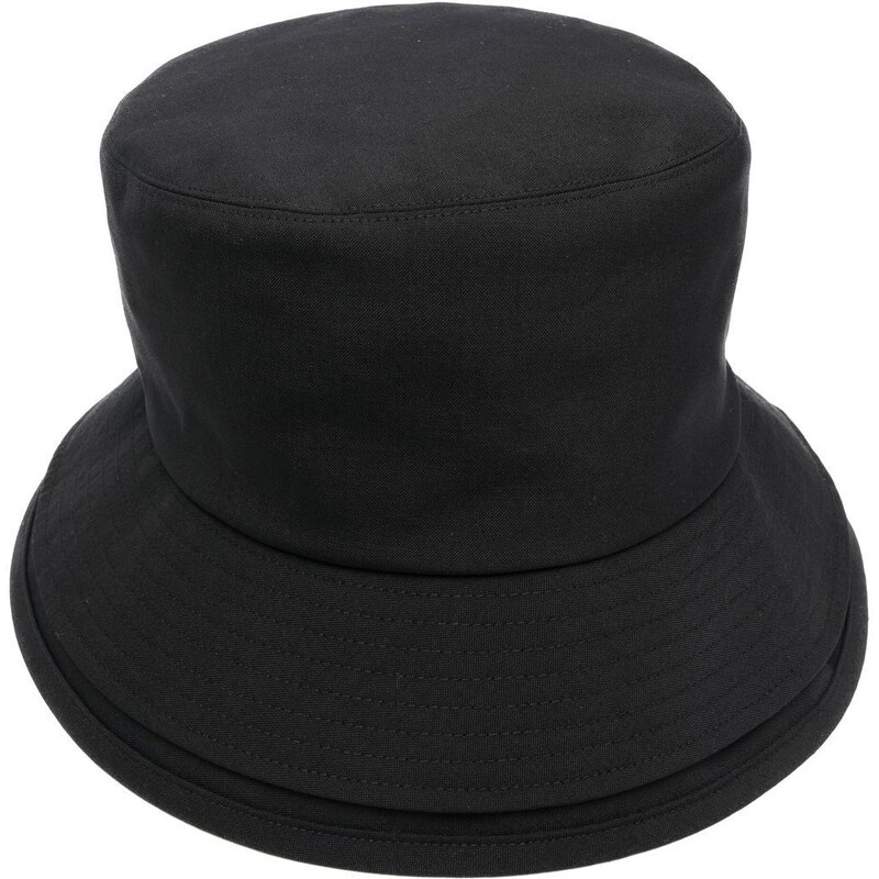 sacai layered-brim wool bucket hat - Black