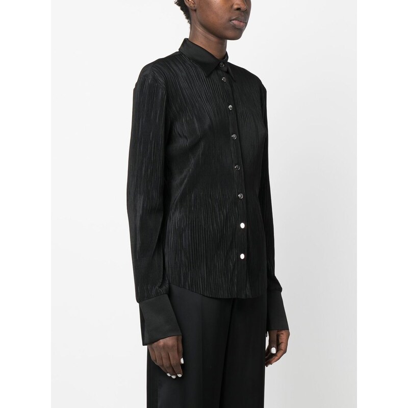 Atlein plissé button-up shirt - Black