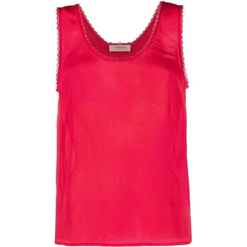 TWINSET logo-plaque tank top - Red 