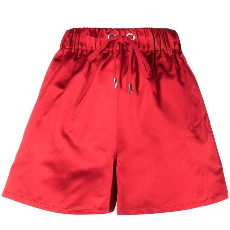 SA SU PHI drawstring-waist satin shorts - Red