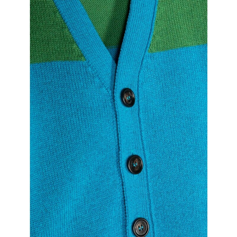 There Was One Kids colour-block V-neck cardigan - Green