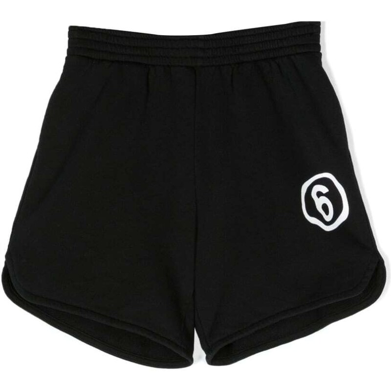 MM6 Maison Margiela Kids number-print cotton shorts - Black