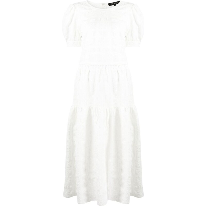 tout a coup textured top and skirt set - White