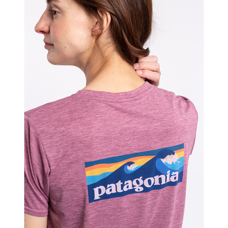 Patagonia Long-Sleeved Capilene Cool Daily Graphic Shirt - Women's Boardshort Logo Light Plume Grey / White XXL