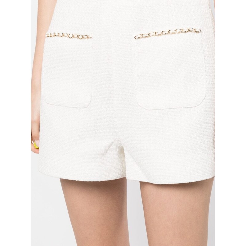 b+ab chain detailed tweed shorts - White