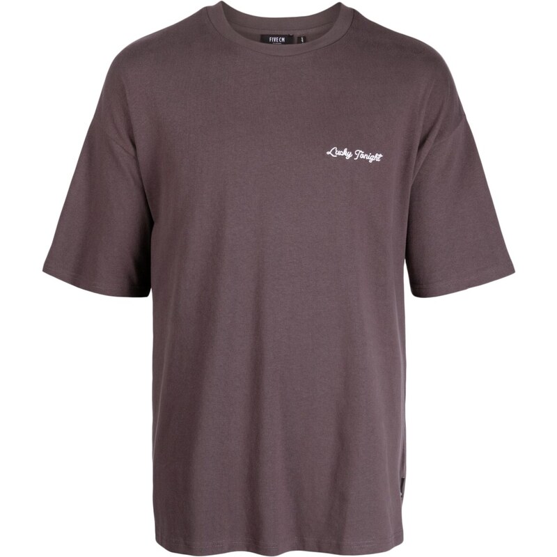 FIVE CM embroidered cotton T-shirt - Brown