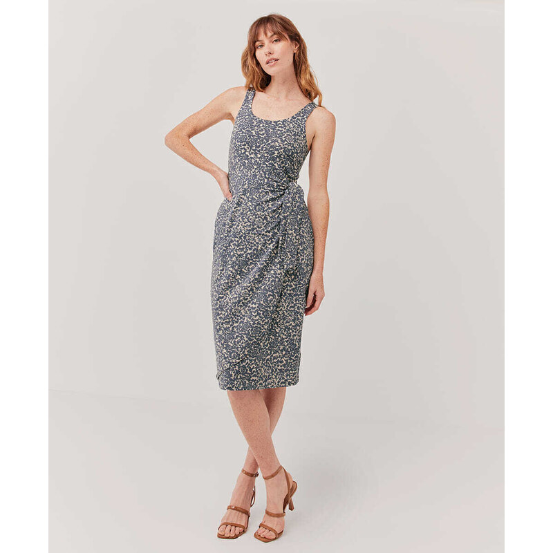 PACT Apparel Women s Cloud Flower The Soiree Easy Wrap Dress