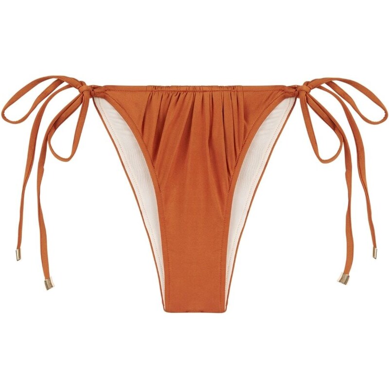 peony Melon ruched bikini bottoms - Orange