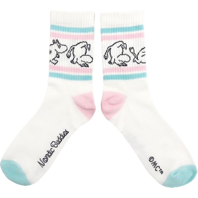 NordicBuddies Finsko Tenis Moomin Socks ponožky 36-42 white pink blue
