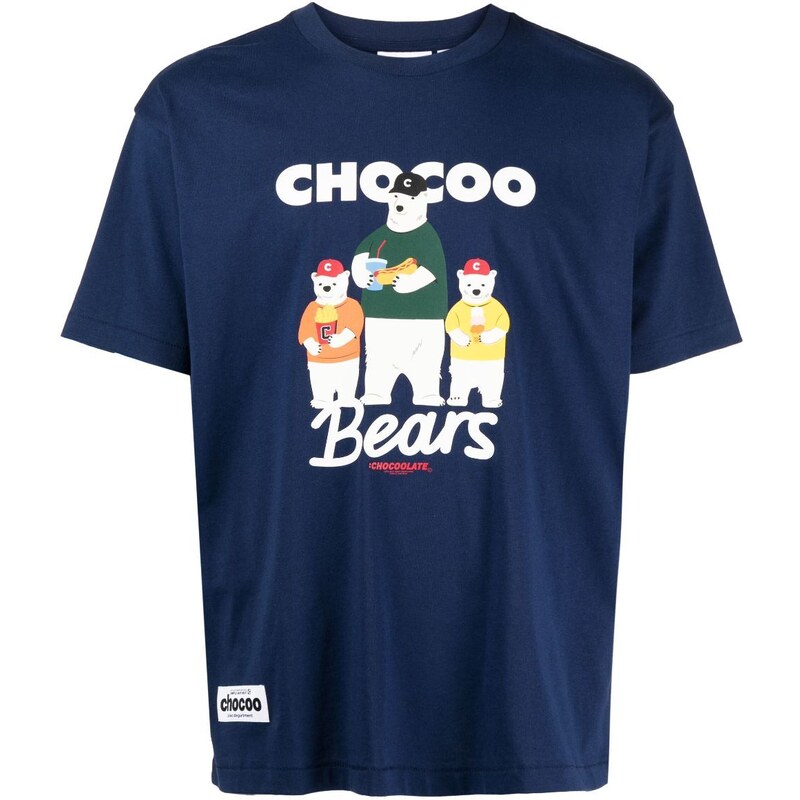 CHOCOOLATE graphic-print cotton T-shirt - Blue