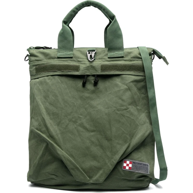 MC2 Saint Barth logo-patch canvas backpack - Green 