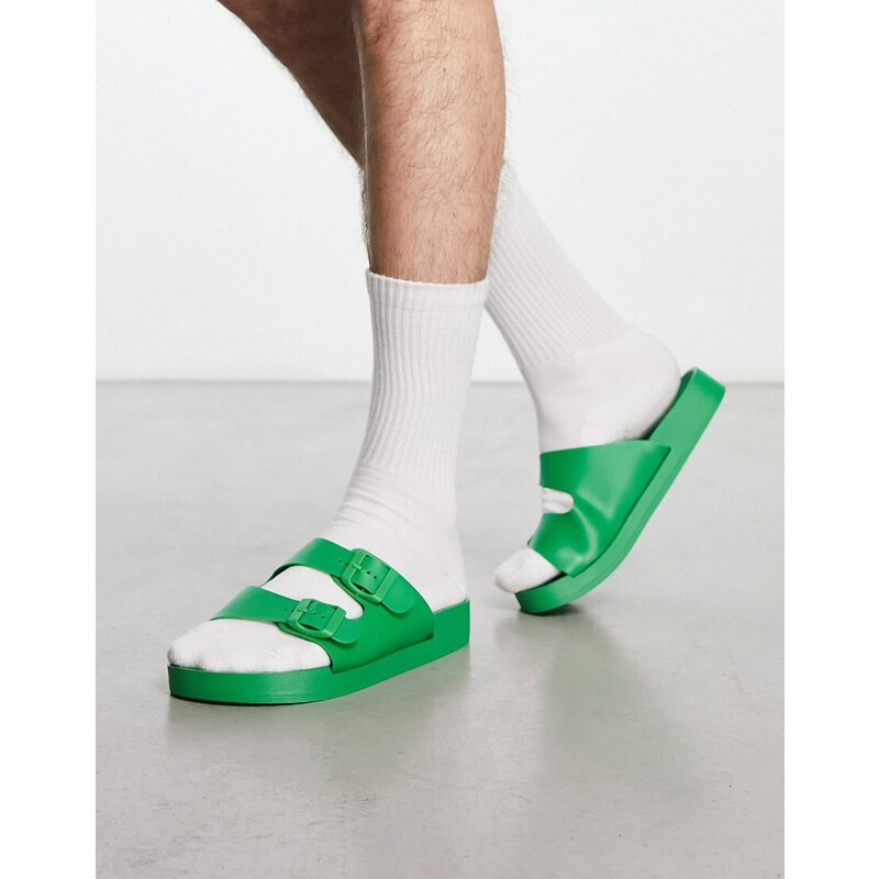 London Rebel X jelly buckle sliders in apple green Multi GLAMI.eco