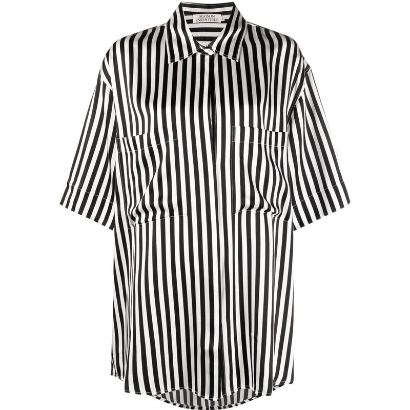 Maison Essentiele Weekender striped silk shirt - Black