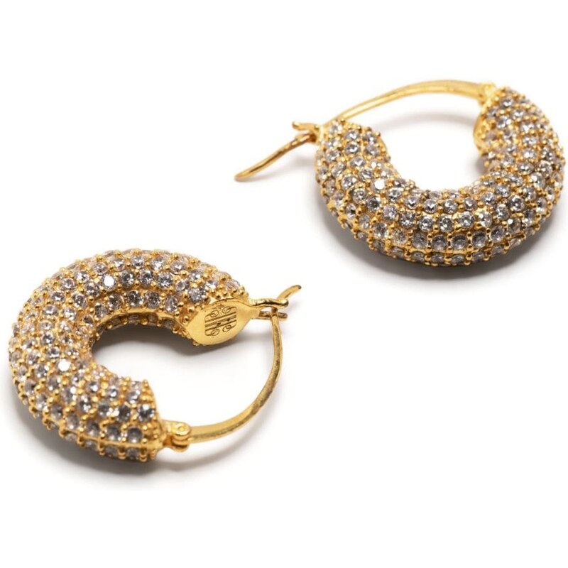 Pearl Octopuss. Y gold-plated crystal hoop earrings