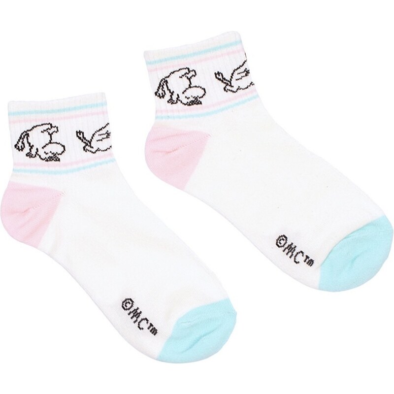 NordicBuddies Finsko Kotníkové ponožky Moomin Retro 36-42 white pink blue