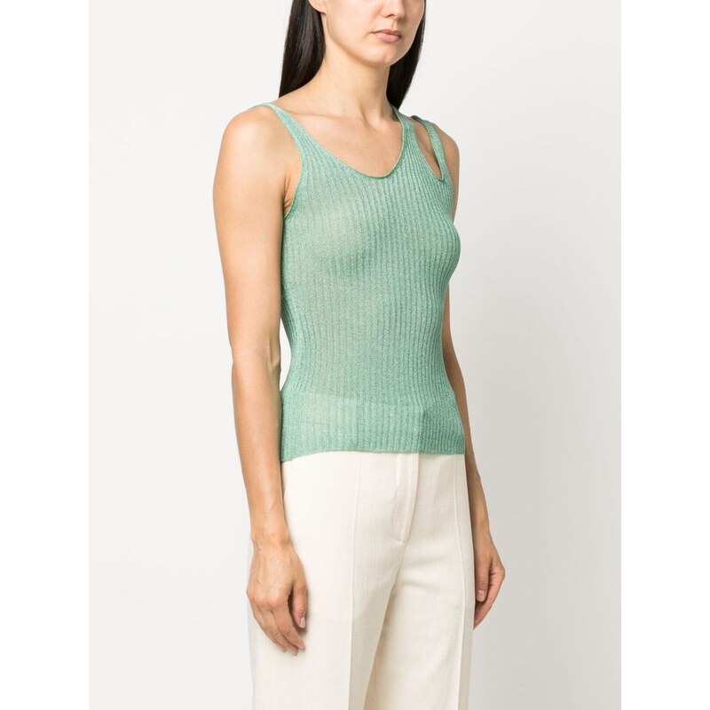 Simkhai metallic-sheen ribbed top - Green 