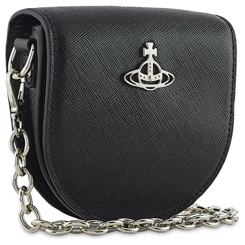 Vivienne Westwood Saffiano Leather Saddle Bag In Black