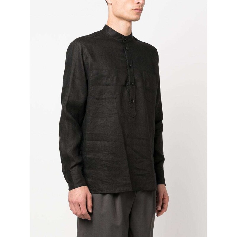 PT Torino long-sleeve linen shirt - Black