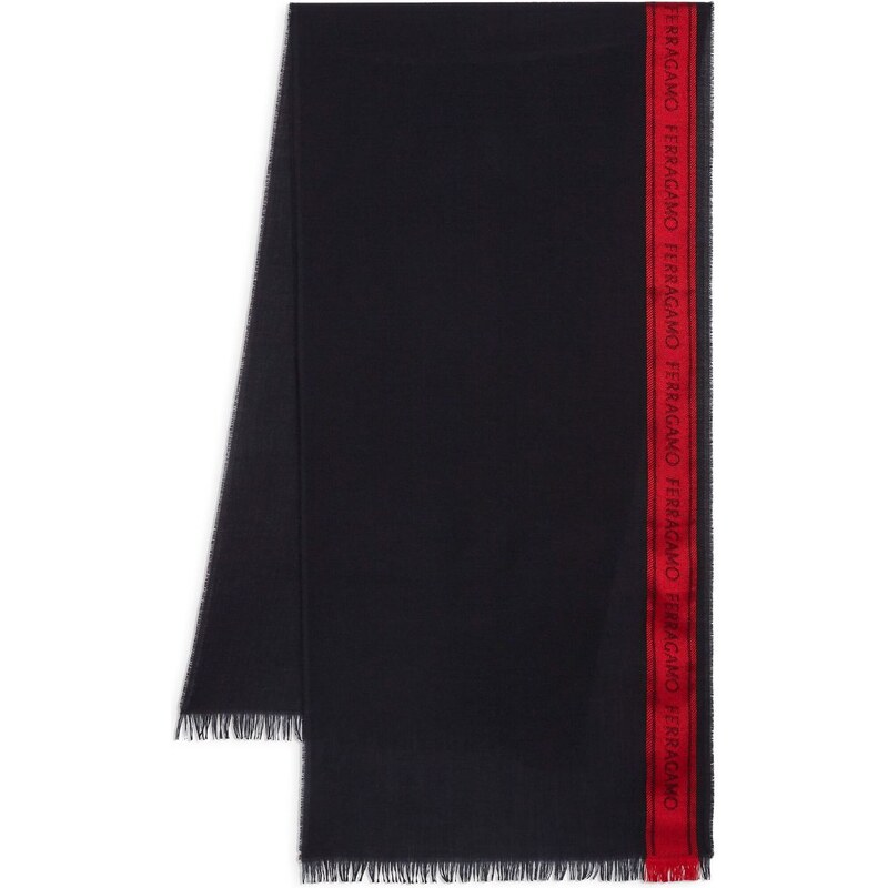 Ferragamo logo-print colour-block scarf - Black