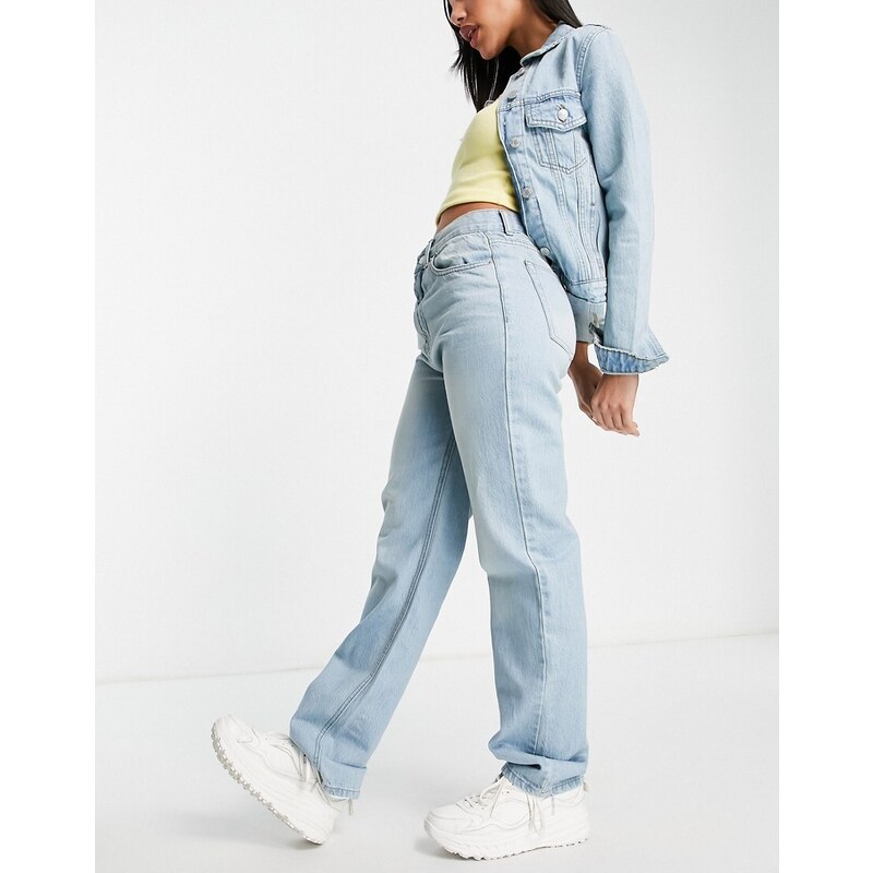 Don't Think Twice DTT Veron relaxed fit mom jeans in mid blue wash 