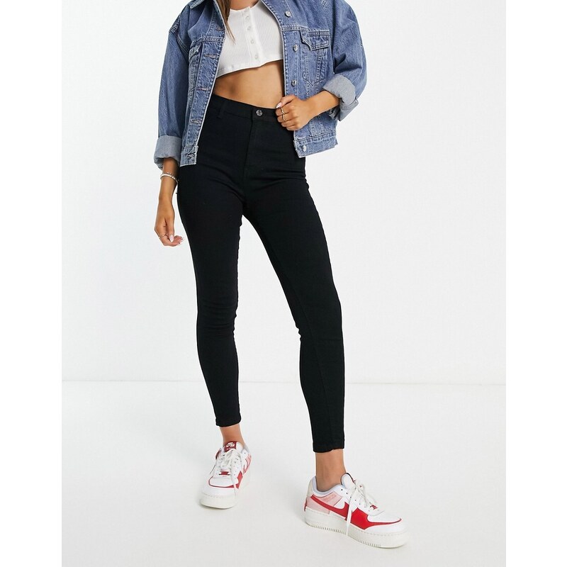 Don't Think Twice DTT Chloe high waisted disco stretch skinny jeans in black
