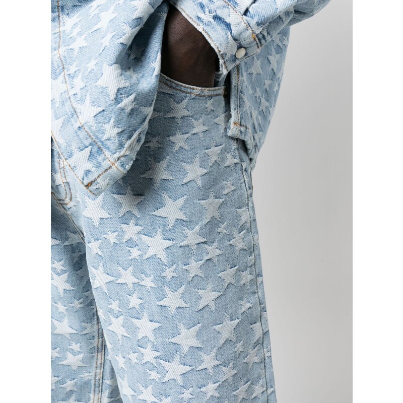 ERL star patterned-jacquard denim shorts - Blue
