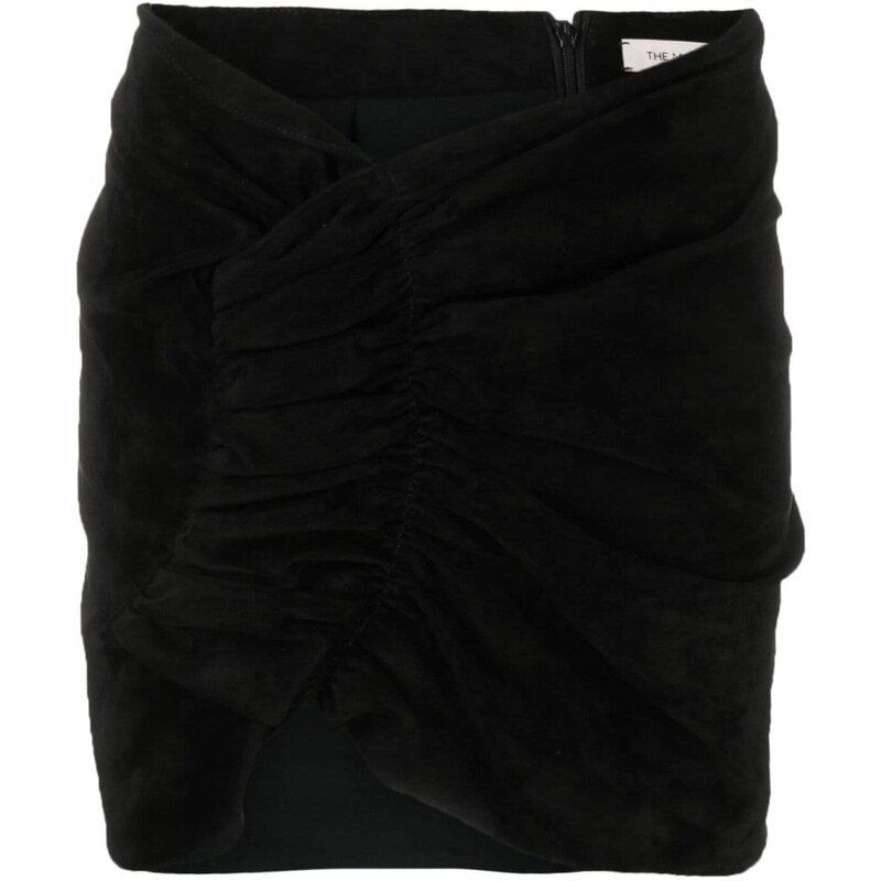 The Mannei ruched-detail suede miniskirt - Black