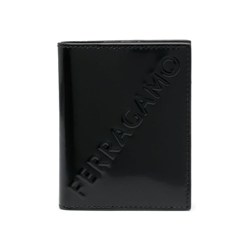 Ferragamo logo-debossed bi-fold leather wallet - Black