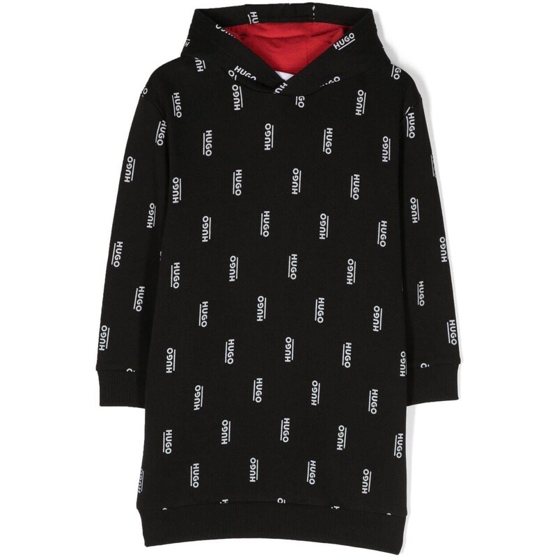 HUGO KIDS logo-print hooded dress - Black