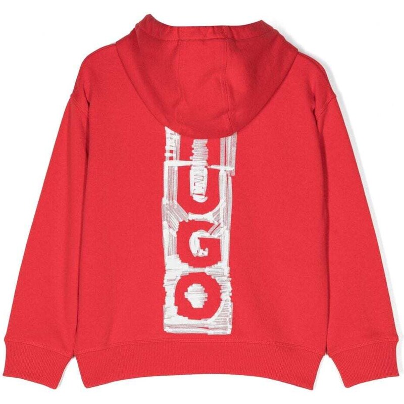 HUGO KIDS logo-print drawstring hoodie - Red