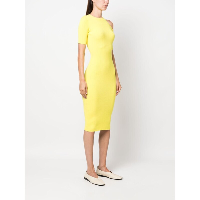 AERON cut-out ribbed-knit midi dress - Yellow