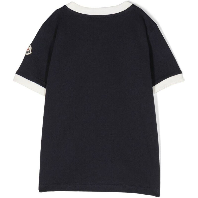 Moncler Enfant logo-embroidered cotton T-shirt - Blue - GLAMI.eco