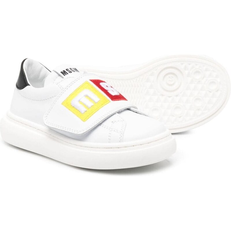 MSGM Kids touch-strap leather sneakers - White