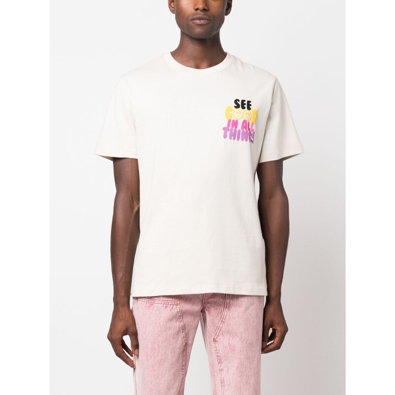 BARROW slogan-print cotton T-shirt - Neutrals