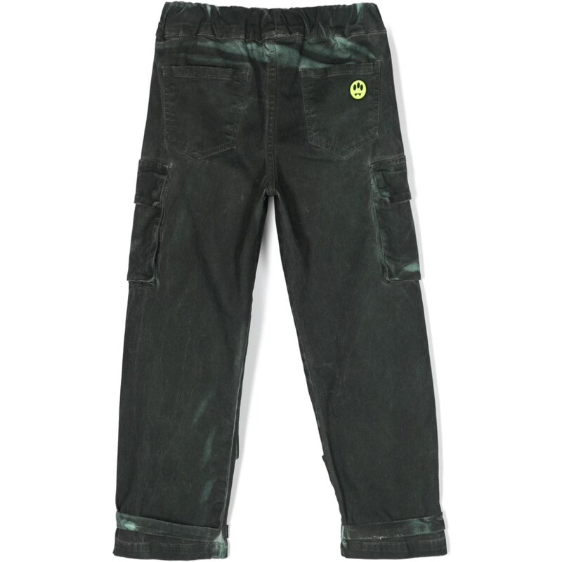Barrow kids bleach-effect tapered cargo pants - Green