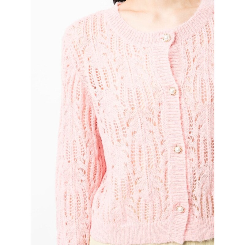 tout a coup button-up crochet-knit cardigan - Pink
