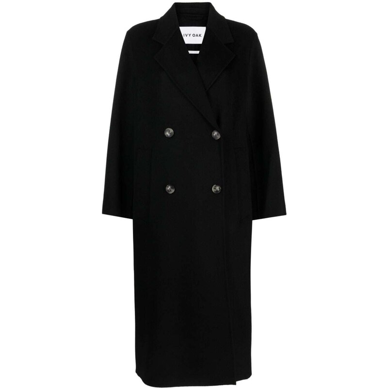 IVY OAK double-breasted wool midi coat Black